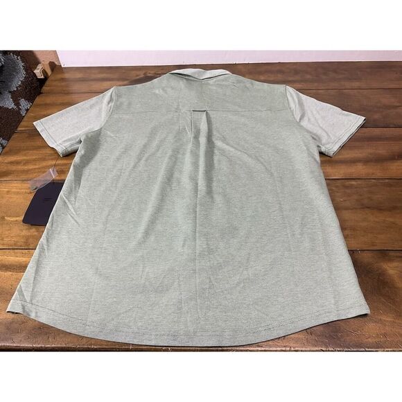 Fabletics Shirt Mens Size Large Green The Dash Short Sleeve Button Up Knit NEW - Picture 8 of 9